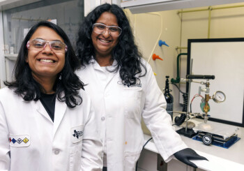 Yalini Wijesundara and Sneha Kumari are outstanding scientists that helped develop the MOF-Jet in Gassensmith's lab