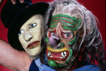 Fred Curchack dons masks and uses puppetry, ventriloquism and shadow play in his acclaimed "Stuff As Dreams Are Made On," about an actor who is trying to perform all of the parts in Shakespeare's "The Tempest." Curchack is reviving the one-man show for the first time in 15 years. Man wearing mask of the monster Caliban with a second head with the mask of Prospero.